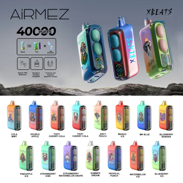 Airmez XBeats 40K – Forradalmi E-Cigaretta Bluetooth Fejhallgatóval és 40,000 Puffal