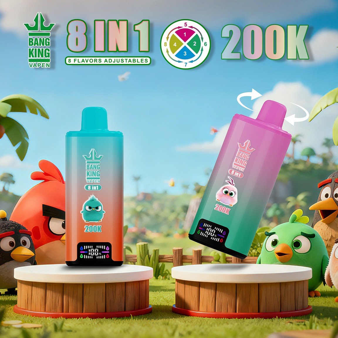 Bang King 200K Puffs Disposable Vape – 200000 slukk, 8 az 1-ben ízek, nagy kapacitású vape - Image 1