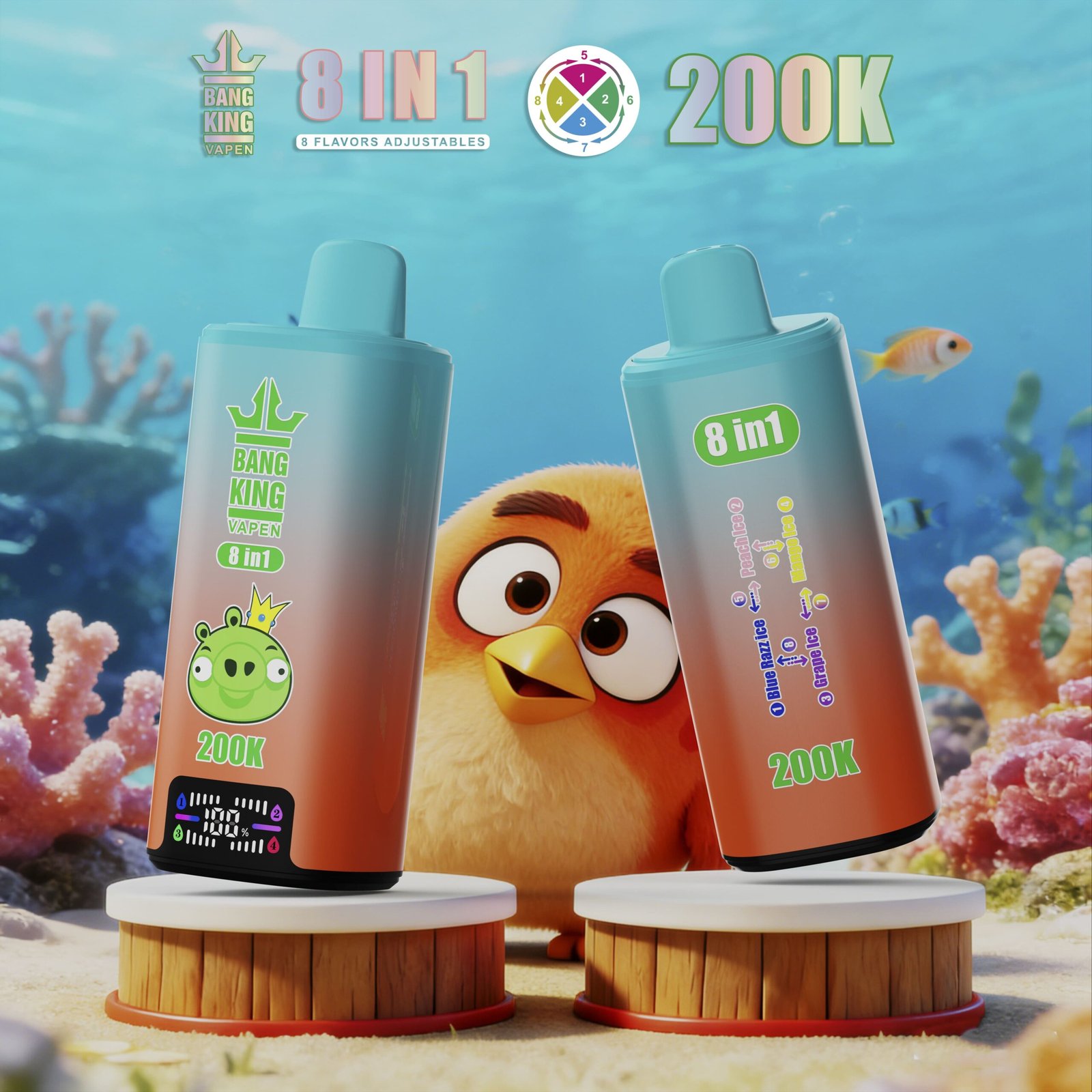 Bang King 200K Puffs Disposable Vape – 200000 slukk, 8 az 1-ben ízek, nagy kapacitású vape - Image 3