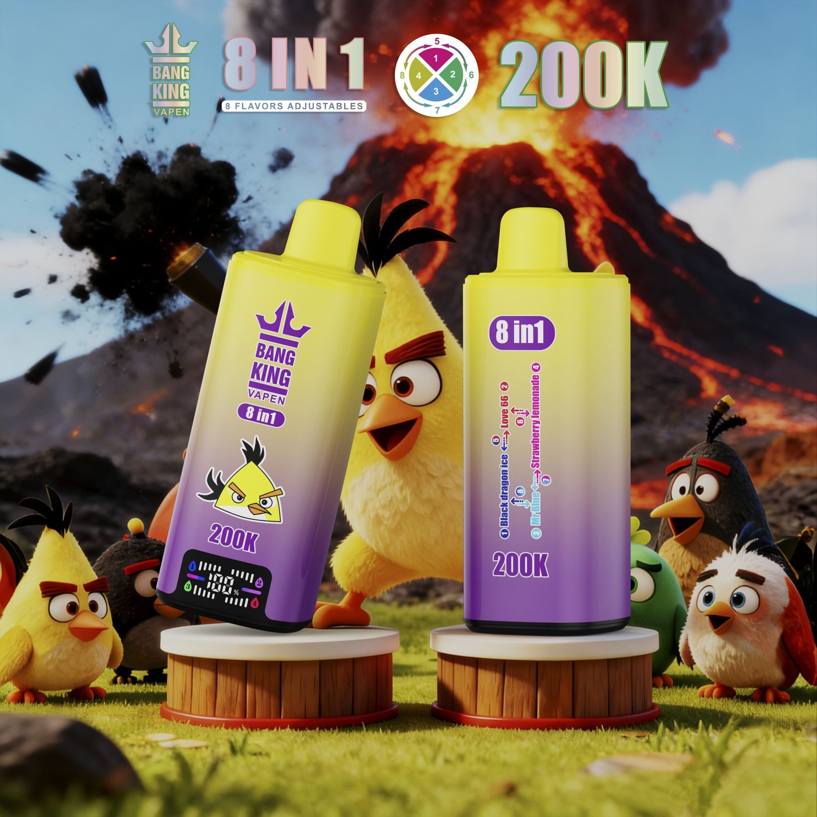 Bang King 200K Puffs Disposable Vape – 200000 slukk, 8 az 1-ben ízek, nagy kapacitású vape - Image 10