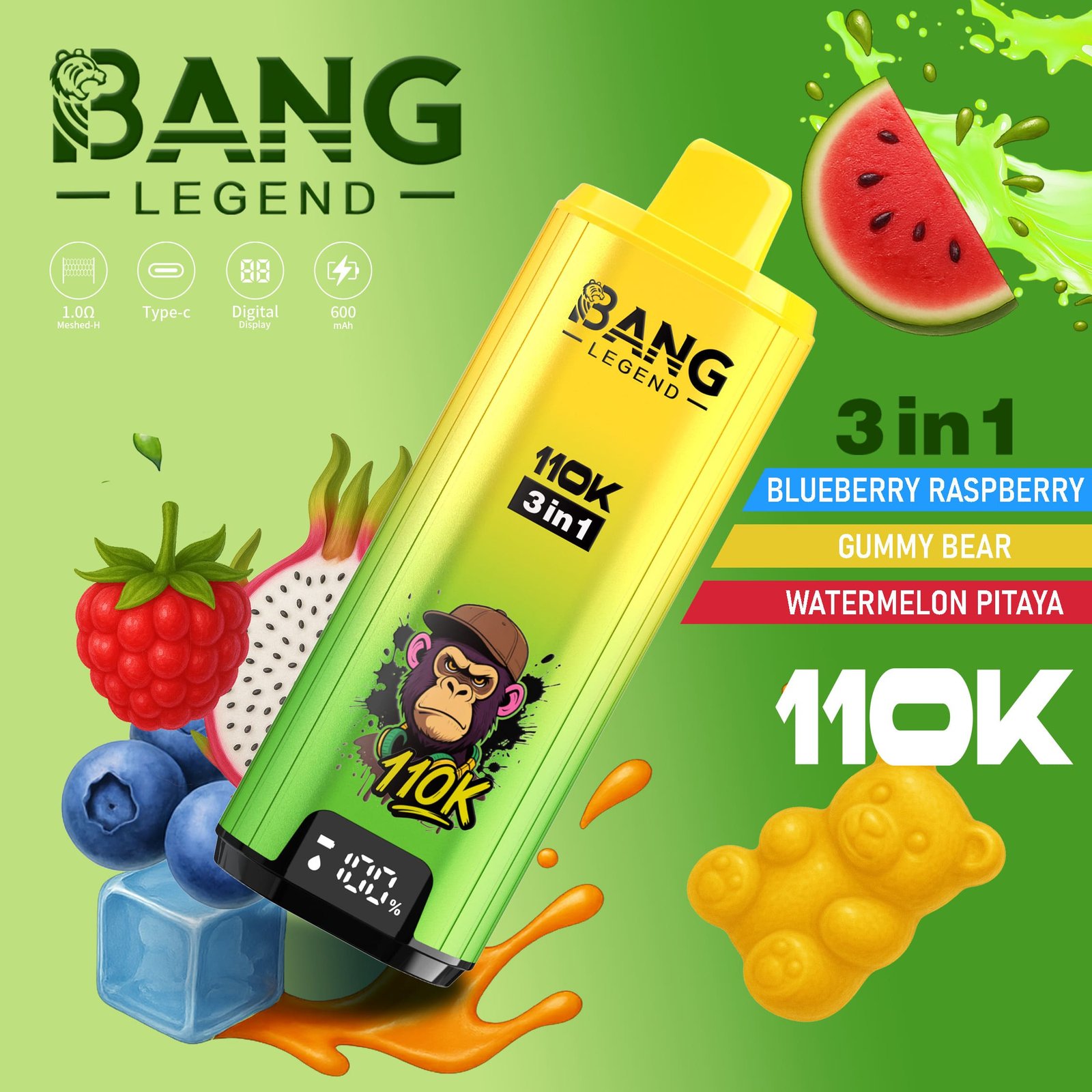 BANG Legend 110K 3-in-1 Vape – Akár 110 000 slukk, 600 mAh, Type-C - Image 12