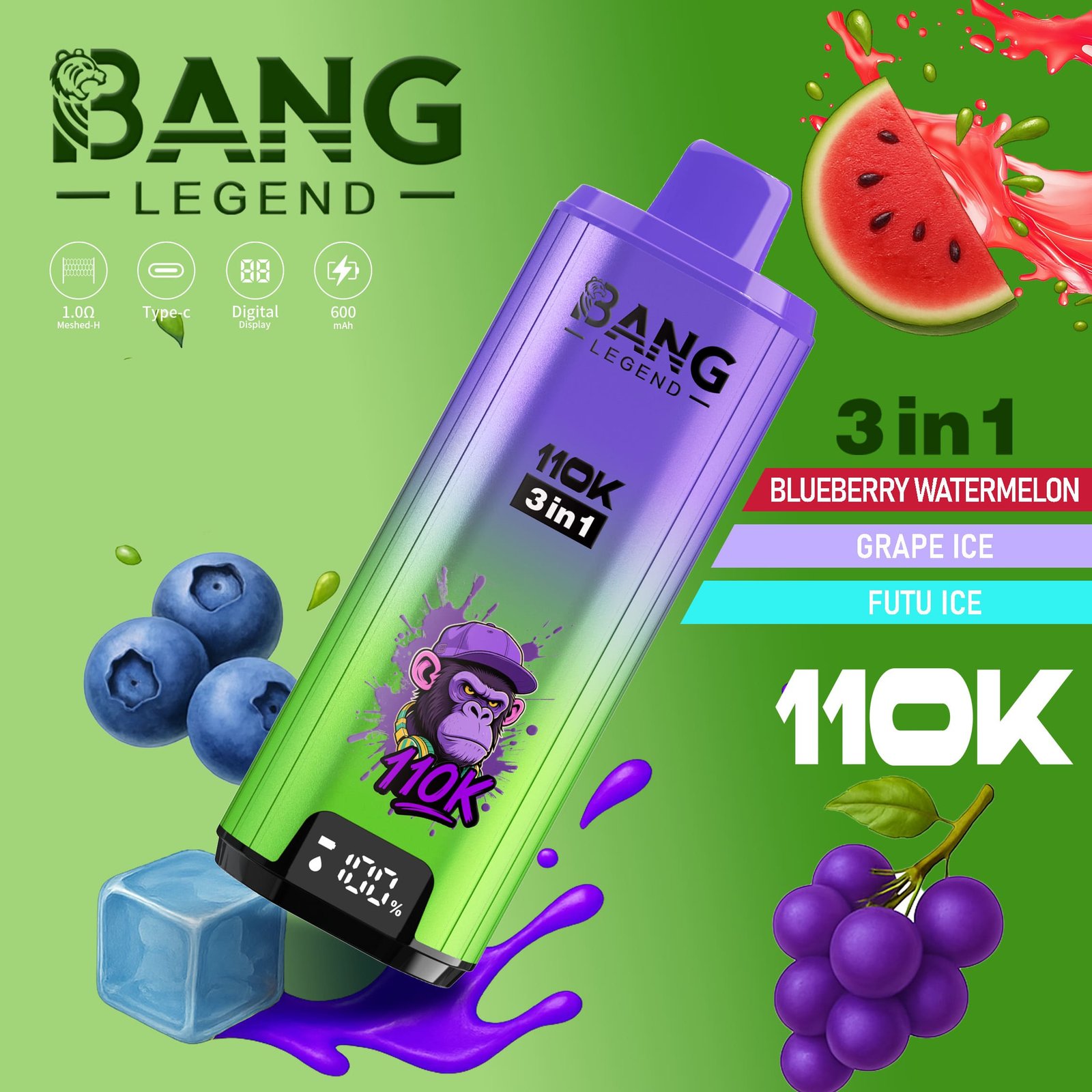 BANG Legend 110K 3-in-1 Vape – Akár 110 000 slukk, 600 mAh, Type-C - Image 11