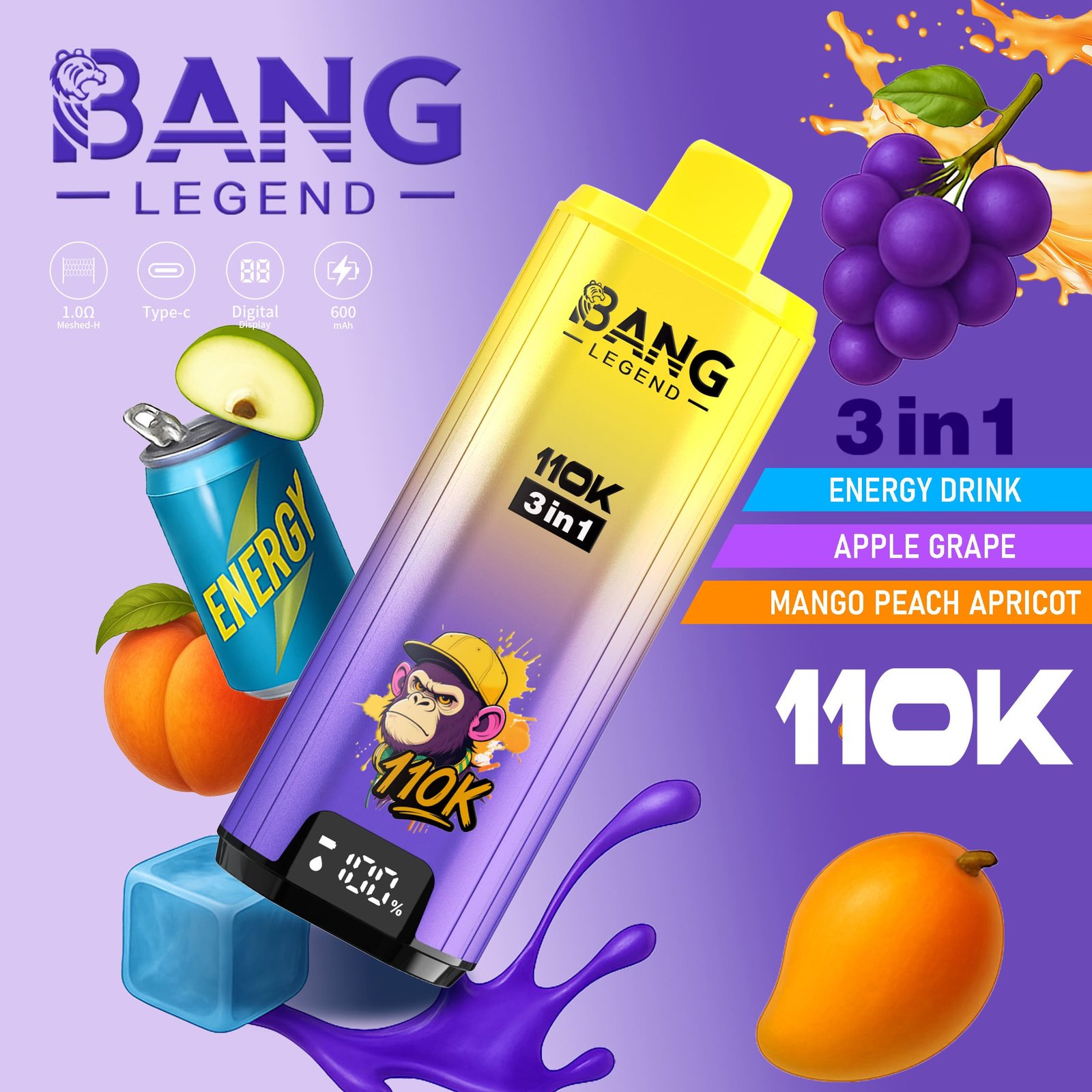BANG Legend 110K 3-in-1 Vape – Akár 110 000 slukk, 600 mAh, Type-C - Image 10
