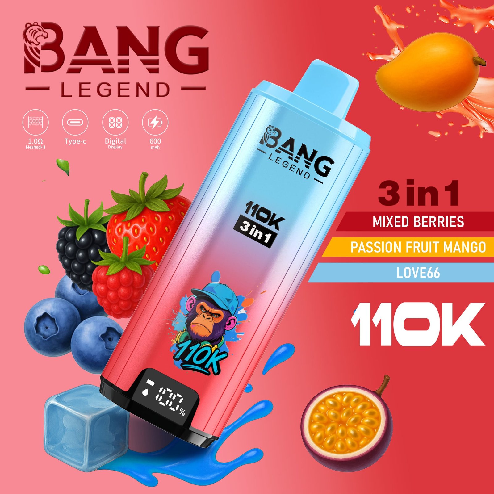 BANG Legend 110K 3-in-1 Vape – Akár 110 000 slukk, 600 mAh, Type-C - Image 9