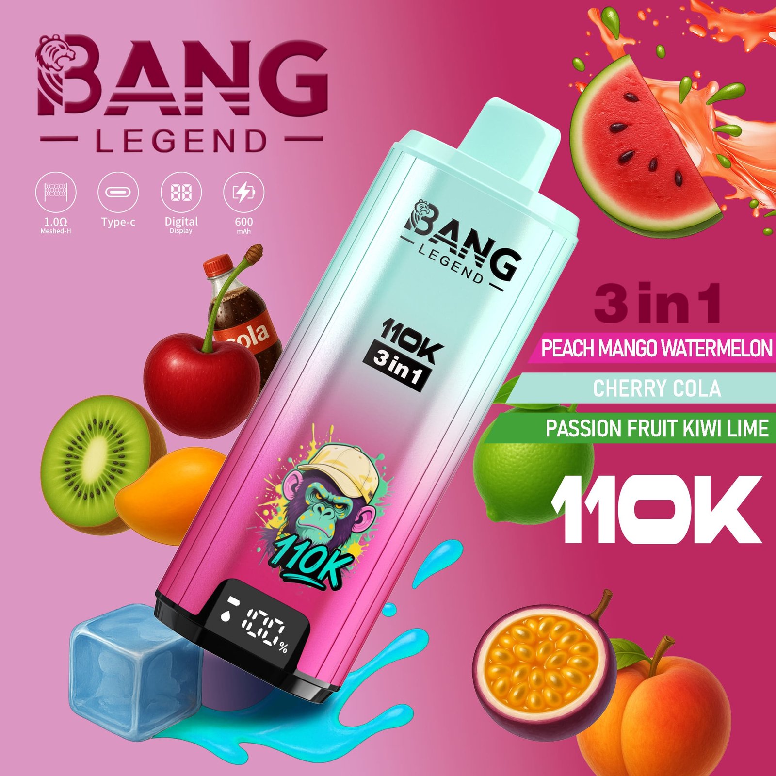 BANG Legend 110K 3-in-1 Vape – Akár 110 000 slukk, 600 mAh, Type-C - Image 8