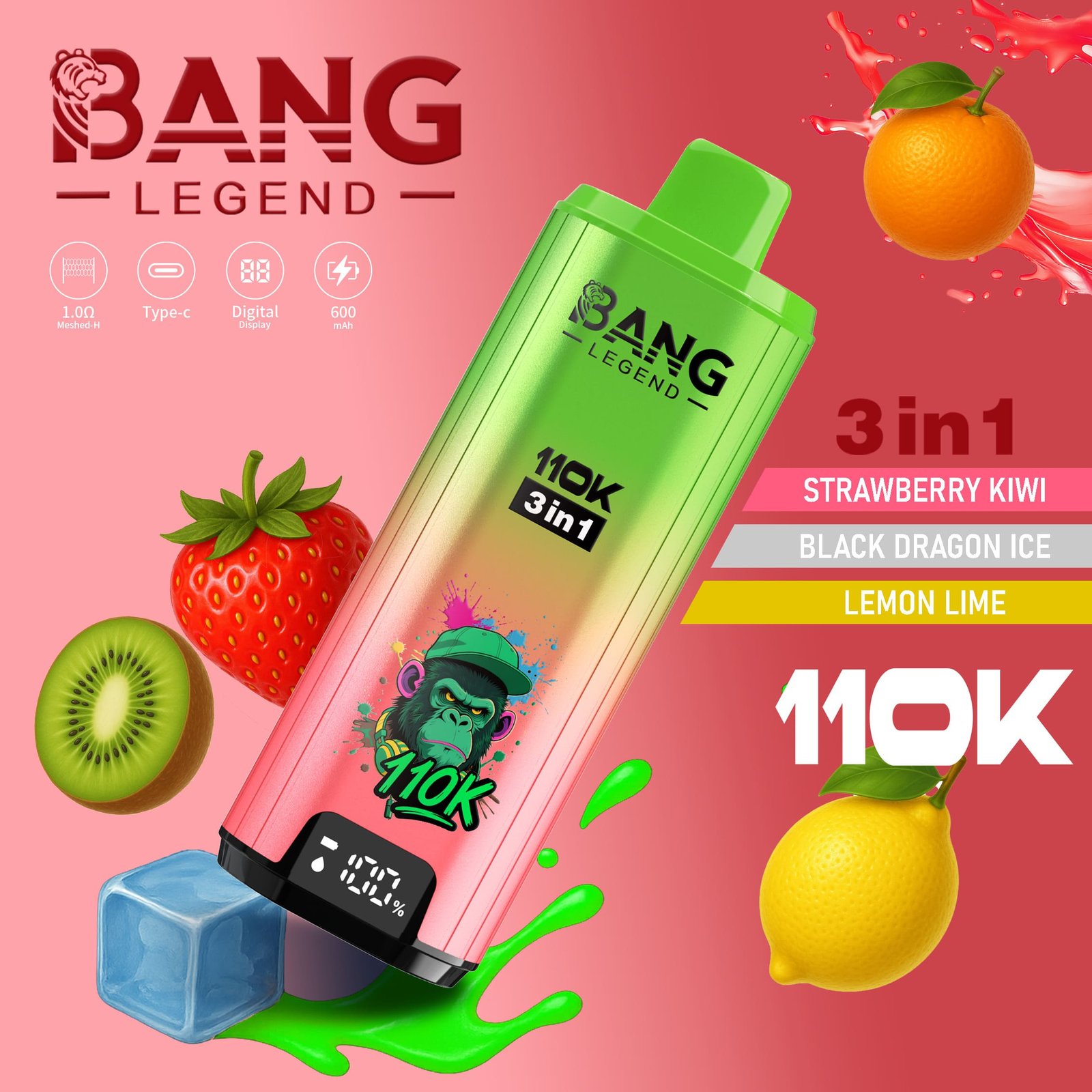 BANG Legend 110K 3-in-1 Vape – Akár 110 000 slukk, 600 mAh, Type-C - Image 6